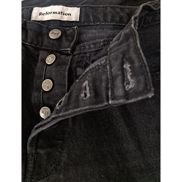 Reformation Jeans Womens Size 26 JORDI KICK FLARE offblack Button Fly Jean - Picture 6 of 9